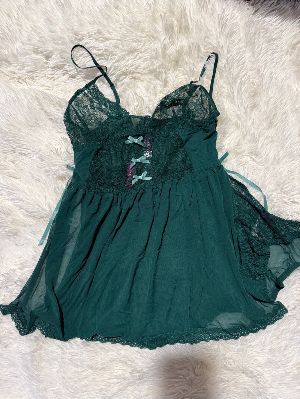 Adore Me Emerald Lace Babydoll Chemise
